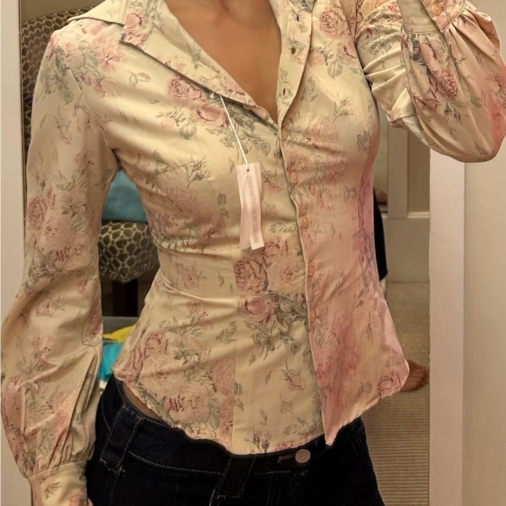 Floral Cream Italian Blouse
